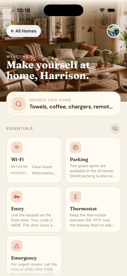 Casa essentials screen