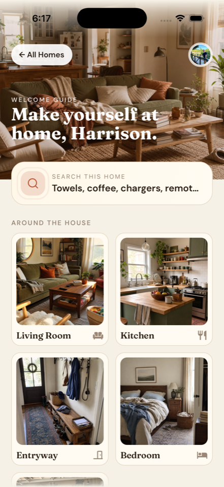 Casa home guide showing rooms and home details