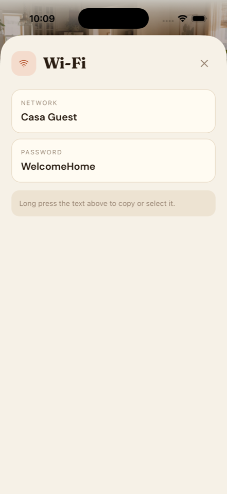 Casa WiFi instruction screen
